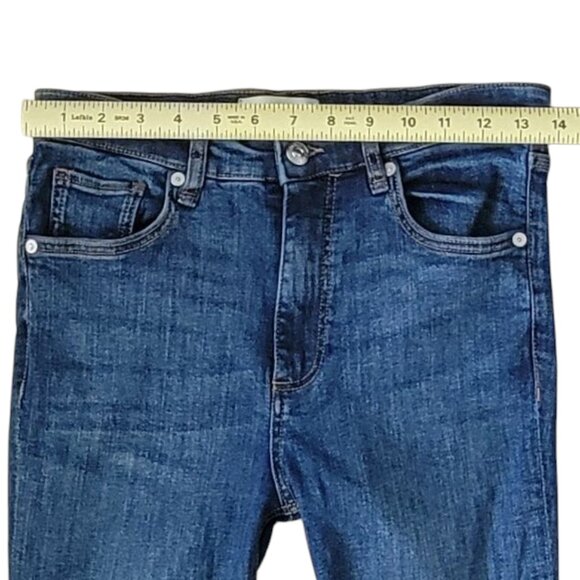 MNG Mango Boot Crop Jean with Frayed Raw Hem High Waist US Size 4 - Picture 6 of 9